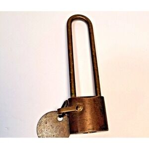 Vintage WB Wilson Bohannan Brass Lock Long Shank Marion OH Padlock & Keys Works